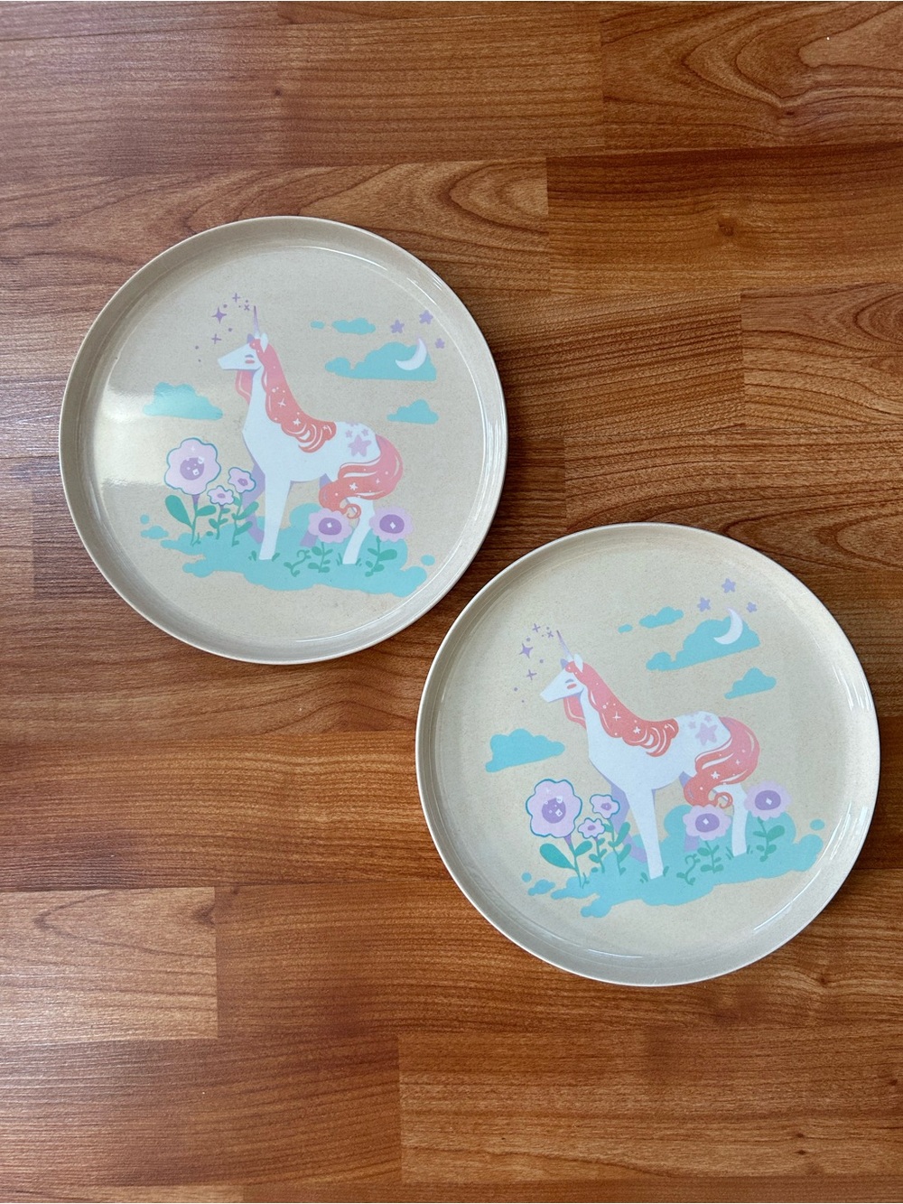 3/$20 Two kids unicorn melamine lunch plates